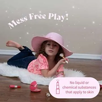 Pretend Makeup for Girls - 8 Piece Set - Play Accessories Kit - PU Leather Cosmetic Case - Toddler Makeup Purse for Kids - Princess Toy - Girl Toys for 3 4 5 6 7 8 Year Old - Gifts for Girls 3-5