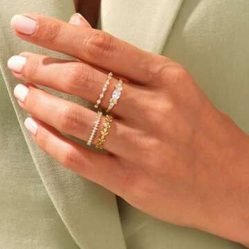 ZOERAY Stackable Rings for Women that Don't Tarnish Trendy Dainty Stacking Cubic Zirconia Thumb Ring...