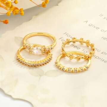 ZOERAY Stackable Rings for Women that Don't Tarnish Trendy Dainty Stacking Cubic Zirconia Thumb Rings Set Statement Promise Wedding Bands for Women Jewelry Rings Size 6-10