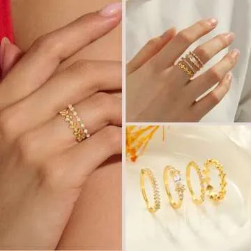 ZOERAY Stackable Rings for Women that Don't Tarnish Trendy Dainty Stacking Cubic Zirconia Thumb Rings Set Statement Promise Wedding Bands for Women Jewelry Rings Size 6-10