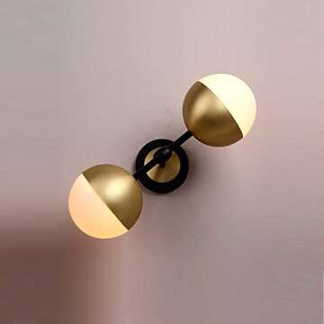 MASO HOME, MS-61406 Double Lights Wall lamp, Fashion Simplicity Vintage Industrial Metal Based with Glass Material Shade of Wall lamp, Wall Sconce, Globe Shape