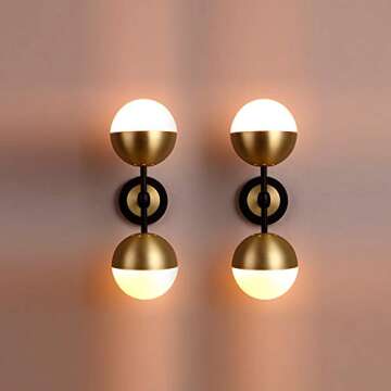 MASO HOME, MS-61406 Double Lights Wall lamp, Fashion Simplicity Vintage Industrial Metal Based with Glass Material Shade of Wall lamp, Wall Sconce, Globe Shape