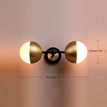 MASO HOME, MS-61406 Double Lights Wall lamp, Fashion Simplicity Vintage Industrial Metal Based with Glass Material Shade of Wall lamp, Wall Sconce, Globe Shape