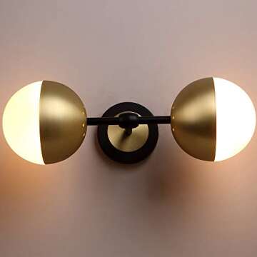 MASO HOME, MS-61406 Double Lights Wall lamp, Fashion Simplicity Vintage Industrial Metal Based with Glass Material Shade of Wall lamp, Wall Sconce, Globe Shape