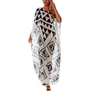 Chiffon Geometric Print Beach Dress Cover Up for Women