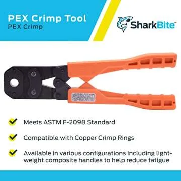 SharkBite 3/8 Inch PEX Crimp Tool Multi-Head Kit, Orange Handles, Plumbing Fittings, 23100