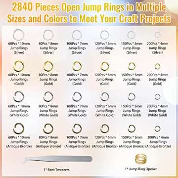 2840 Pieces Jump Rings for Jewelry Making, Shynek Open Jump Rings for Jewelry Making Supplies, Craft...