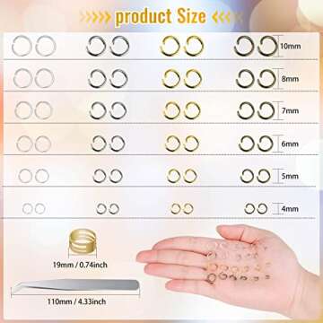 2840 Pieces Shynek Open Jump Rings Set for Crafts