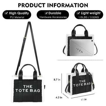 JQAliMOVV The Tote Bags for Women - Personalized Leather Mini Top-Handle Crossbody Handbag for Travel Work Shopping (Black)