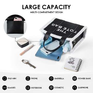 JQAliMOVV The Tote Bags for Women - Personalized Leather Mini Top-Handle Crossbody Handbag for Travel Work Shopping (Black)