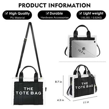 JQAliMOVV The Tote Bags for Women - Personalized Leather Mini Top-Handle Crossbody Handbag for Travel Work Shopping (Black)