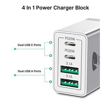 40W Fast USB C Wall Charger 2-Pack for iPhone & Samsung