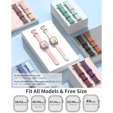 Patenting 6 Pack Sport Bands Compatible with Apple Watch Bands for Women Men 38mm/40mm/41mm/42mm(Series 10), Soft Silicone Waterproof Strap for iWatch Apple Watch Series 10 9 Ultra 8 7 6 5 4 3 2 1 SE