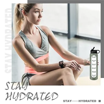 PROBTTL 32 Oz Glass Water Bottle with Time Marker