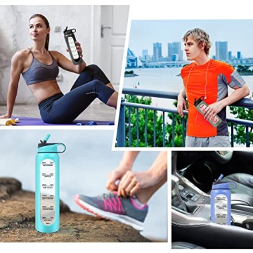 PROBTTL 32 Oz Glass Water Bottle with Time Marker