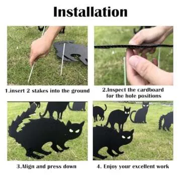 Halloween Yard Sign Decorations - 6 Pack Scary Cat Decor