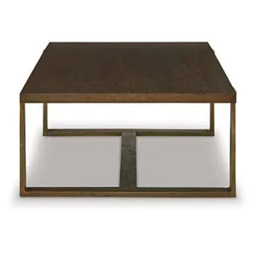 Signature Design by Ashley Balintmore Mid-Century Modern Cocktail Table for Living Room, Dark Brown & Metallic