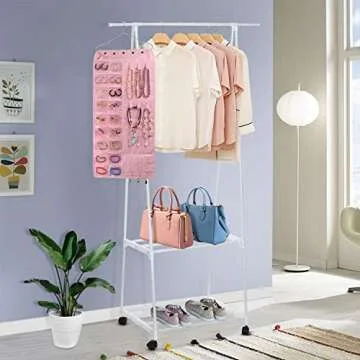 BB Brotrade Hanging Jewelry Organizer,Accessories Organizer,56 Pocket Organizer for Holding Jewelries (Pink-56 Pockets)