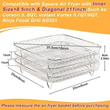 BYKITCHEN 8 Inch Stackable Air Fryer Rack Set - Versatile & Durable