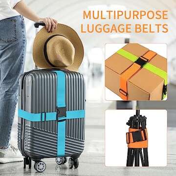 BILIONE 4 Pack Luggage Straps 79" Long Belts Keep Suitcase Secure While Traveling, TSA Approved Add ...