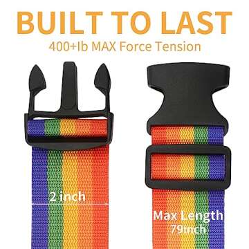 BILIONE 4 Pack Luggage Straps 79" Long Belts Keep Suitcase Secure While Traveling, TSA Approved Add a Bag Premium Accessory for Travel Bag Closure (Blue+Orange+Rose Pink+Green)