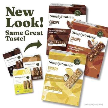 Simply Protein - Crispy Vegan Protein Bars Variety Pack, 3 Flavors - Plant Based, Protein Snacks - 1...