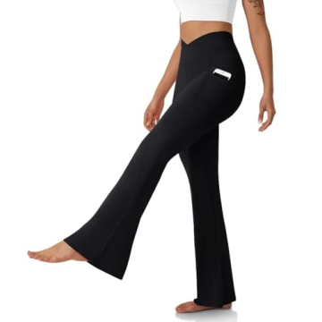 DLOODA Women's Flare Leggings - Crossover High Waisted Bootcut Yoga Pants