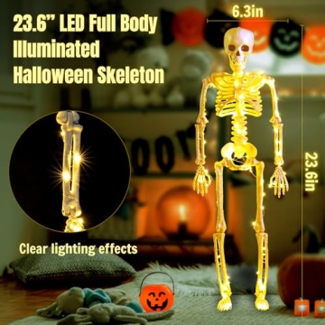 24 Inch Halloween Skeletons with Light Up Eyes