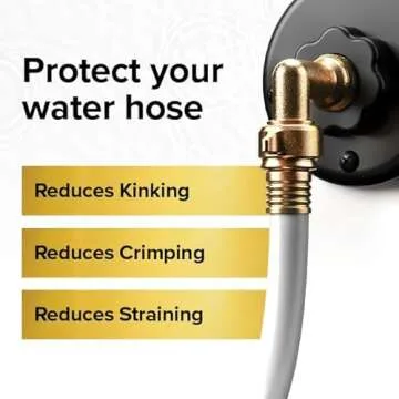 Camco 90-Degree Hose Elbow For RVs — Solid Brass Construction— Certified Lead-Free — Features Convenient Easy Grip Connector — For RV Water Hoses, Residential Outdoor Faucets, & More — 2-Pack (22507)