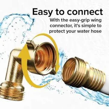 Camco 90-Degree Hose Elbow For RVs — Solid Brass Construction— Certified Lead-Free — Features Convenient Easy Grip Connector — For RV Water Hoses, Residential Outdoor Faucets, & More — 2-Pack (22507)