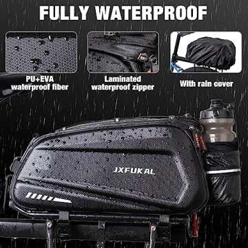 JXFUKAL Bike Bags for Bicycle Rear rack - 9.5L/17L/40L Hard Shell Waterproof Bike Ebike Trunk Pannier Saddle Seat Bag Carrier with Reflector, Rain Cover & Shoulder Strap for Commuter Travel Outdoor