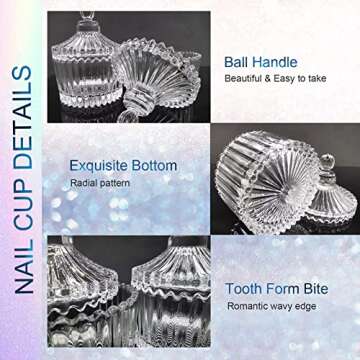 Dappen Dish for Acrylic Nails, Large Monomer Dish with Lid for Monomer Acrylic Nail Liquid, Clear Gl...