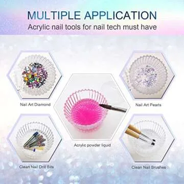Dappen Dish for Acrylic Nails, Large Monomer Dish with Lid for Monomer Acrylic Nail Liquid, Clear Glass Cup for Acrylic Powder, Gel Polish, Acrylic Nail Brush Cleaner Holder, Nail Tech Must Haves. 3oz