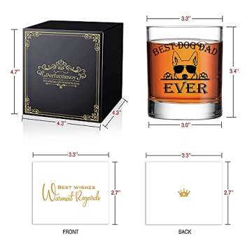 Perfectinsoy Dog Dad Ever Whiskey Glass with Gift Box, Cute Bull Terrier Dog Themed, Dog Lover Gifts...