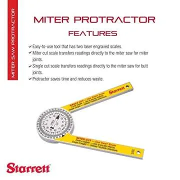 Starrett Dial Reading Miter Protractor - Ideal for Carpenters, Plumbers, and DIY Enthusiasts - 7-Inc...