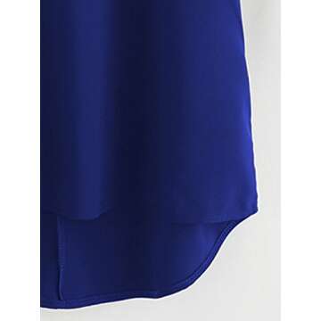 Milumia Women's Rolled Sleeve Tie Dip Hem Shift Dress Large Royal Blue