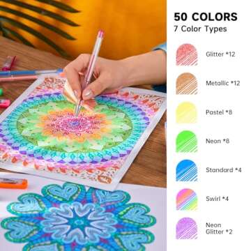 Lineon Gel Pens Set: 100 Colors for Adult Coloring Fun