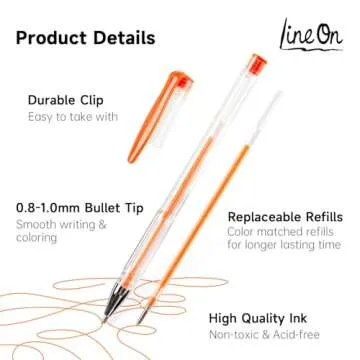 Lineon Gel Pens Set: 100 Colors for Adult Coloring Fun