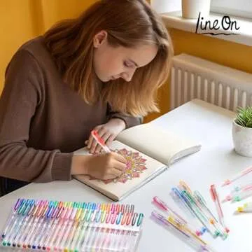 Lineon Gel Pens Set: 100 Colors for Adult Coloring Fun