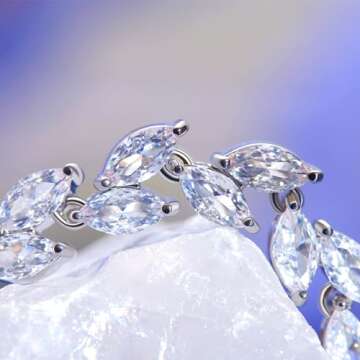 14K Silver Plated Tennis Bracelet Cubic Zirconia Classic Adjustable Bracelet Silver Bracelets for Women Birthday Valentine Mother's Day Jewelry (GSZH-001)