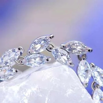 14K Silver Plated Tennis Bracelet Cubic Zirconia Classic Adjustable Bracelet Silver Bracelets for Women Birthday Valentine Mother's Day Jewelry (GSZH-001)