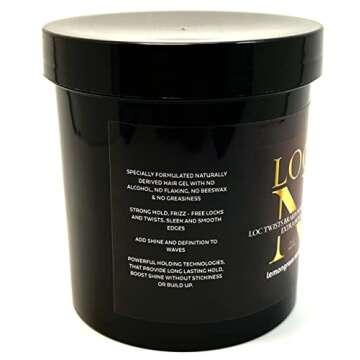 Loc N - Loc Twists Braids Wave Edge Gel Extra Hold - Lemongrass Scent | Perfect for Locks, Twisting, Braiding, Wraps, Cornrows & Smooth Edges on all hair types | Natural Ingredients | Non-Greasy (16oz)