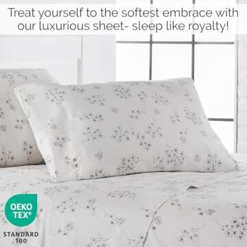 Southshore Fine Living, Inc. Sweet Florals Collection, 4-Piece Deep Pocket Full Size Sheets Set, 14"...