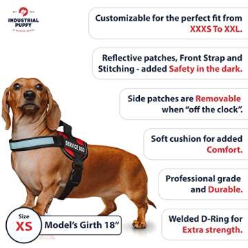 Industrial Puppy Service Dog Vest with Handle - No Pull Dog Harness for Large Dogs, ESA, and Working Dogs - Adjustable Fit, Reflective Straps, Removable Patches,Training Vest for Small to Large Breeds