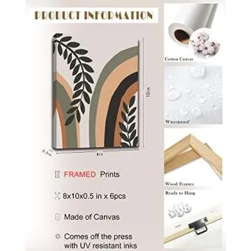 Boho Wall Art , Minimalist Wall Art , Boho Room Decor, Bohemian Moon Phases Wall Painting For Living...