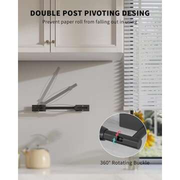 WZKALY Paper Towel Holder Under Cabinet, Self Adhesive or Wall Mount Matte Black Hanging Paper Towel Holder with Damping Effect, Single Hand Operable, Stainless Steel for Kitchen Bathroom