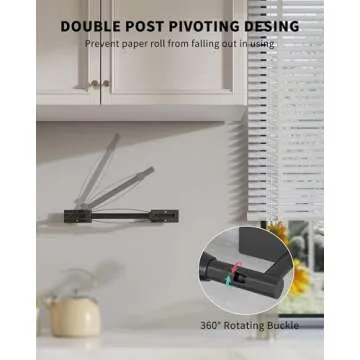 WZKALY Paper Towel Holder Under Cabinet, Self Adhesive or Wall Mount Matte Black Hanging Paper Towel Holder with Damping Effect, Single Hand Operable, Stainless Steel for Kitchen Bathroom