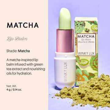 Winky Lux Matcha Lip Balm: Hydrating Lip Care with Coconut Oil and Caffeine