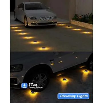 DetarZinLED Solar Deck Lights Outdoor Waterproof,4 Pack Solar Step Lights for Outside,Warm White Solar Stair Lights,Solar Dock Lights,Outdoor Lights Solar Powered for Pathway,Driveway,Dock,Ground,Flat