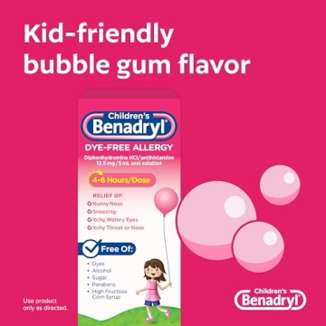 Benadryl Children's Allergy Relief Liquid - Dye-Free & Delicious!